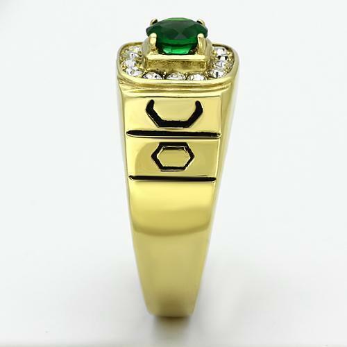Jewellery Kingdom Mens Emerald 1 Carat Cz Geen Signet Pinky Steel Gold Ring - Jewelry Rings - British D'sire