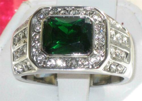 Jewellery Kingdom Mens Emerald Cz Green Signet Pinky Stainless Steel Bezel Ring Secondary image