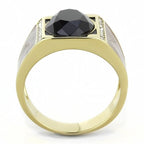 Jewellery Kingdom Mens Gold Black Ring Cz Signet Pinky Enamel Brown Steel Square Jet - Jewelry Rings - British D'sire