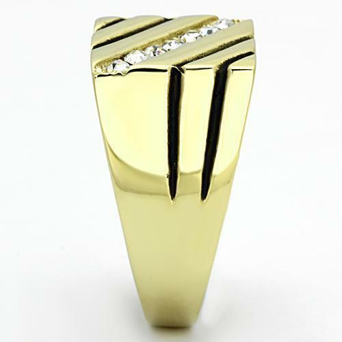 Jewellery Kingdom Mens Gold Cz 18kt Signet Pinky Classic Square Steel Ring - Jewelry Rings - British D'sire