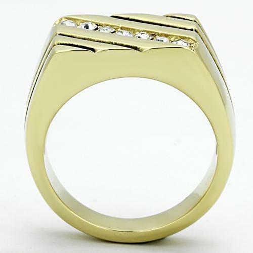 Jewellery Kingdom Mens Gold Cz 18kt Signet Pinky Classic Square Steel Ring - Jewelry Rings - British D'sire