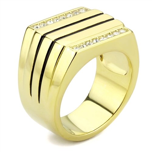 Jewellery Kingdom Mens Gold Cz Square Signet Pinky Classy Smart 18kt Steel Ring - Jewelry Rings - British D'sire Main image