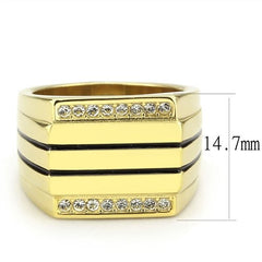 Jewellery Kingdom Mens Gold Cz Square Signet Pinky Classy Smart 18kt Steel Ring - Jewelry Rings - British D'sire