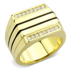 Jewellery Kingdom Mens Gold Cz Square Signet Pinky Classy Smart 18kt Steel Ring - Jewelry Rings - British D'sire