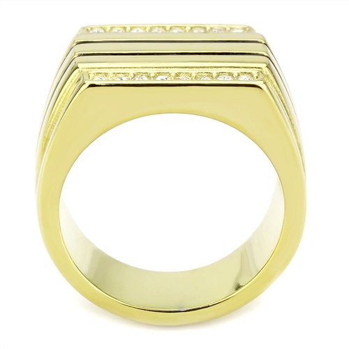 Jewellery Kingdom Mens Gold Cz Square Signet Pinky Classy Smart 18kt Steel Ring - Jewelry Rings - British D'sire