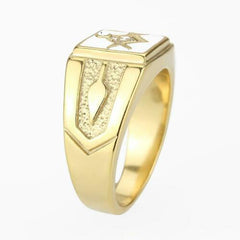 Jewellery Kingdom Mens Gold Masonic Diamond White Onyx Military Ring - Jewelry Rings - British D'sire