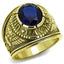 Jewellery Kingdom Mens Gold Navy Sapphire Signet Pinky Steel Military Royal Ring (Blue) - Jewelry Rings - British D'sire