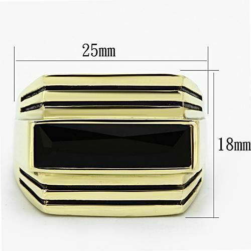 Jewellery Kingdom Mens Gold Onyx Jet 18kt Steel Black Signet Pinky All Sizes Ring - Jewelry Rings - British D'sire