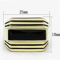 Jewellery Kingdom Mens Gold Onyx Jet 18kt Steel Black Signet Pinky All Sizes Ring - Jewelry Rings - British D'sire