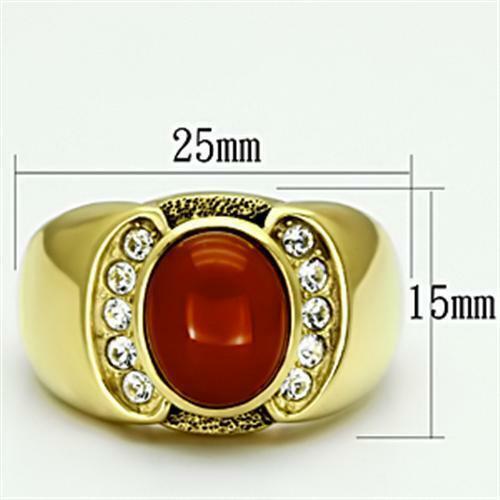 Jewellery Kingdom Mens Gold Oval Gemstone Agate Siam Signet Pinky Semi Precious Ring (Red) - Jewelry Rings - British D'sire