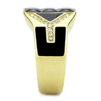 Jewellery Kingdom Mens Gold Signet Pinky 18kt Steel Classy Square Cuts Jet Ring (Black) - Jewelry Rings - British D'sire