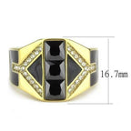 Jewellery Kingdom Mens Gold Signet Pinky 18kt Steel Classy Square Cuts Jet Ring (Black) - Jewelry Rings - British D'sire