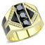 Jewellery Kingdom Mens Gold Signet Pinky 18kt Steel Classy Square Cuts Jet Ring (Black) - Jewelry Rings - British D'sire