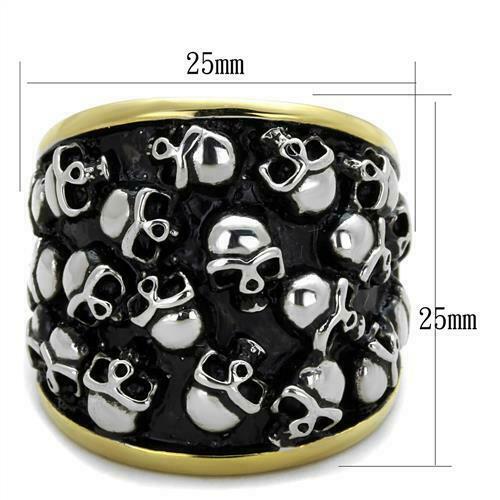 Jewellery Kingdom Mens Gold Skull Stainless Steel Biker Silver Signet Gothic Of Dead Ring Secondary image