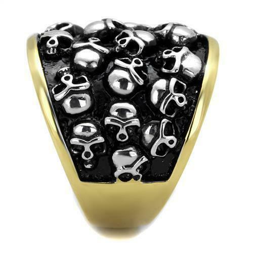 Jewellery Kingdom Mens Gold Skull Stainless Steel Biker Silver Signet Gothic Of Dead Ring - Jewelry Rings - British D'sire