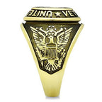 Jewellery Kingdom Mens Gold Veteran Signet Pinky United States Military Steel 18kt Ring - Jewelry Rings - British D'sire