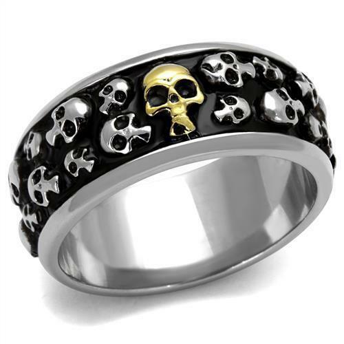 Jewellery Kingdom Mens Goth Biker Skull Wedding Thumb Band Stainless Steel Ring (Black) - Jewelry Rings - British D'sire Main image