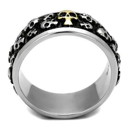 Jewellery Kingdom Mens Goth Biker Skull Wedding Thumb Band Stainless Steel Ring (Black) - Jewelry Rings - British D'sire
