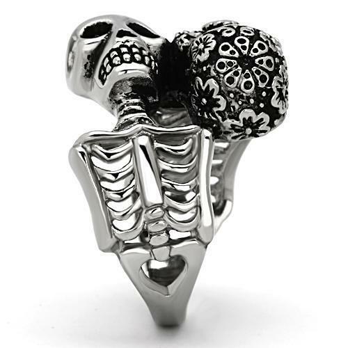 Jewellery Kingdom Mens Gothic Skull Biker Dawn Of The Dead Stainless Steel Signet Silver Ring - Jewelry Rings - British D'sire