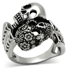 Jewellery Kingdom Mens Gothic Skull Biker Dawn Of The Dead Stainless Steel Signet Silver Ring - Jewelry Rings - British D'sire
