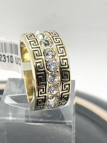 Jewellery Kingdom Mens Greek Key Band 12mm Cz Thumb Signet Pinky Steel 18kt Smart Ring (Gold) Secondary image