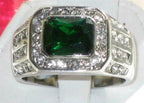 Jewellery Kingdom Mens Green Emerald Signet Pinky Stainless Steel Cubic Zirconia Ring - Jewelry Rings - British D'sire