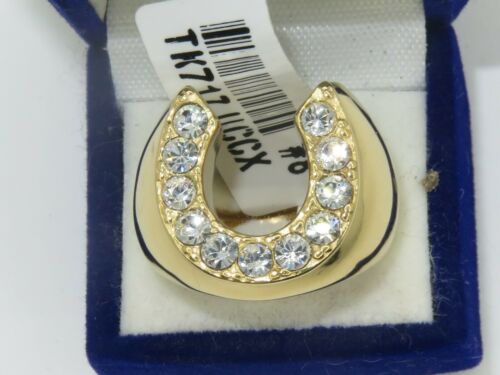 Jewellery Kingdom Mens Horse Shoe Cz 1ct Signet Pinky Steel Chunky All Sizes Ring Gold - Jewelry Rings - British D'sire