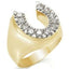 Jewellery Kingdom Mens Horseshoe Signet Cubic Zirconia 2 Carat Steel Chunky Ring (Gold) - Jewelry Rings - British D'sire