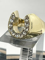 Jewellery Kingdom Mens Horseshoe Signet Pinky 18k Steel 1 Carat Lucky No Tarnish Ring (Gold) - Jewelry Rings - British D'sire