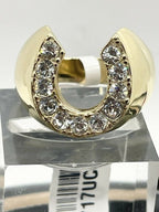 Jewellery Kingdom Mens Horseshoe Signet Pinky 18k Steel 1 Carat Lucky No Tarnish Ring (Gold) - Jewelry Rings - British D'sire