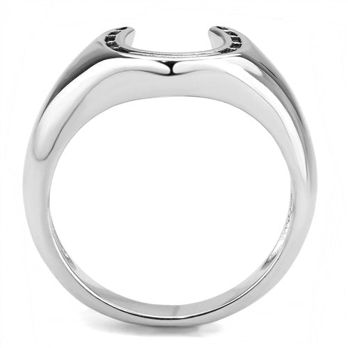 Jewellery Kingdom Mens Horseshoe Signet Pinky Stainless Steel No Stone Ring (Silver) - Jewelry Rings - British D'sire Main image