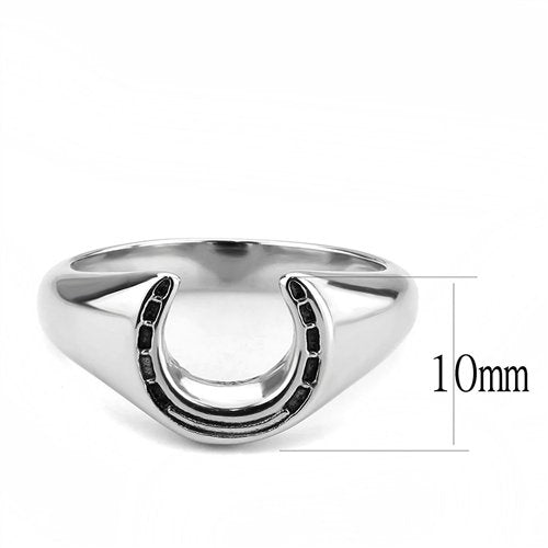 Jewellery Kingdom Mens Horseshoe Signet Pinky Stainless Steel No Stone Ring (Silver) Secondary image
