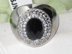 Jewellery Kingdom Mens Jet Cz Stainless Steel Signet Pinky Silver Oval Classy Ring (Black) - Jewelry Rings - British D'sire