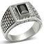 Jewellery Kingdom Mens Jet Emerald Cut Signet Stainless Steel 2 Carat Bezel Ring (Black) - Jewelry Rings - British D'sire