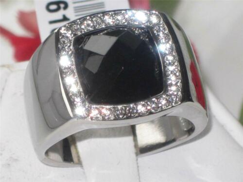 Jewellery Kingdom Mens Jet Signe Pinky Stainless Steel Cushion Cut Mans All Size Ring (Black) - Jewelry Rings - British D'sire