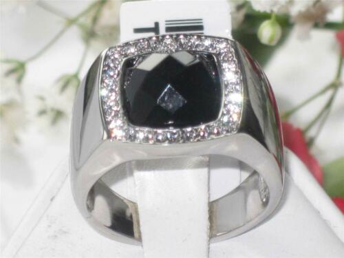 Jewellery Kingdom Mens Jet Signe Pinky Stainless Steel Cushion Cut Mans All Size Ring (Black) - Jewelry Rings - British D'sire