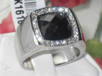 Jewellery Kingdom Mens Jet Signe Pinky Stainless Steel Cushion Cut Mans All Size Ring (Black) - Jewelry Rings - British D'sire