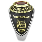 Jewellery Kingdom Mens Marines Ruby Stainless Steel Ring (Gold & Red) - Rings - British D'sire