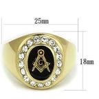 Jewellery Kingdom Mens Masonic Cz Onyx Signet Pinky Steel Oval Ring (Gold) - Jewelry Rings - British D'sire