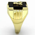 Jewellery Kingdom Mens Masonic Gold Ring Military Agate Black Signet Emerald Cut Handmade - Jewelry Rings - British D'sire