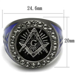 Jewellery Kingdom Mens Masonic Military Cz Signet Pinky Enamel Stainless Steel Ring (Silver) - Jewelry Rings - British D'sire