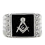 Jewellery Kingdom Mens Masonic Ring Black Signet Pinky Military Stainless Steel Cz Silver - Jewelry Rings - British D'sire