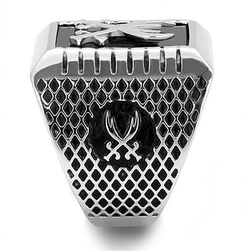 Jewellery Kingdom Mens Masonic Signet Military Pinky Stainless Steel Ring (Black) - Jewelry Rings - British D'sire