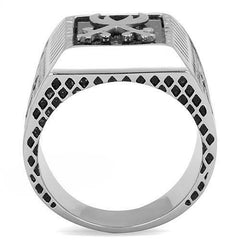 Jewellery Kingdom Mens Masonic Signet Military Pinky Stainless Steel Ring (Black) - Jewelry Rings - British D'sire