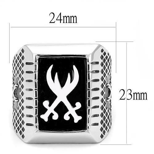 Jewellery Kingdom Mens Masonic Signet Military Pinky Stainless Steel Ring (Black) - Jewelry Rings - British D'sire