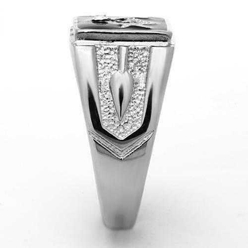 Jewellery Kingdom Mens Masonic Signet Pinky Black Onyx Stainless Steel Cz Pinky Ring (Silver) Secondary image