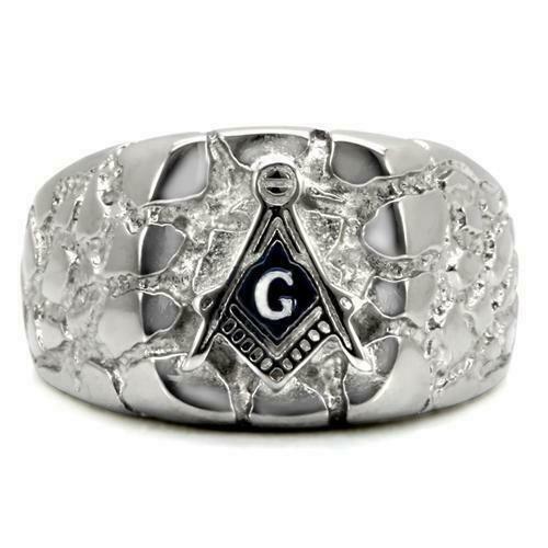 Jewellery Kingdom Mens Masonic Signet Pinky Nugget Chunky Military Ring - Jewelry Rings - British D'sire
