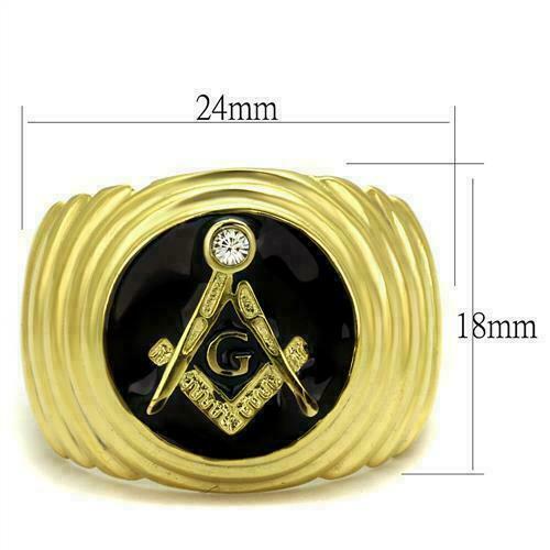 Jewellery Kingdom Mens Masonic Signet Pinky Onyx Stainless Steel Cz Signet Pinky Ring (Black) - Jewelry Rings - British D'sire