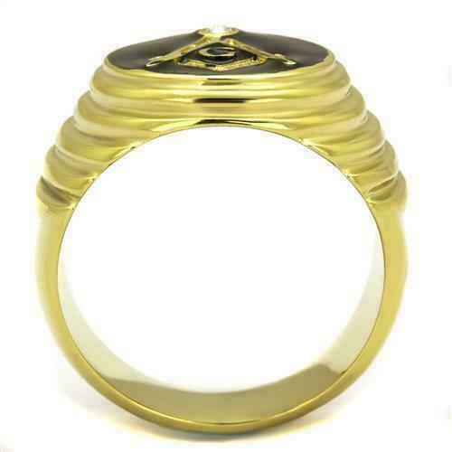 Jewellery Kingdom Mens Masonic Signet Pinky Onyx Stainless Steel Cz Signet Pinky Ring (Black) - Jewelry Rings - British D'sire