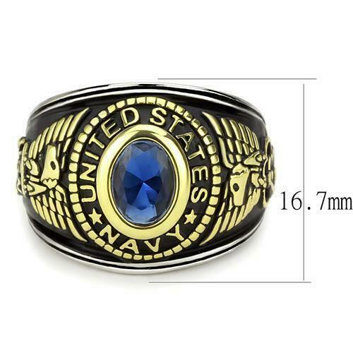 Jewellery Kingdom Mens Navy USA Sapphire Blackened Military Ring (Gold) Secondary image